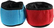 Hohopeti Portable Pet Bowl for Dogs and Cats Travel Feeder Lightweight Mesh Design for Outdoor Use Blue Red
