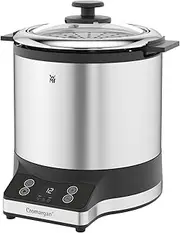 [WMF] Küchenminis Rice Cooker 220 W with Lunch-to-Go Box, Damp Cooker, Space-Saving, Inner Pot with To-Go Lid 1 Litre, Mini Cromargan Matt