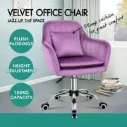 ALFORDSON Velvet Office Chair Computer Desk Chairs Swivel Armchair Work Seat Violet Adult Kids