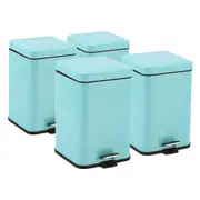 SOGA 4X 6L Foot Pedal Stainless Steel Rubbish Recycling Garbage Waste Trash Bin Square Blue