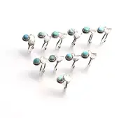 WHOLESALE 11PC 925 SOLID STERLING SILVER BLUE LARIMAR RING LOT b904