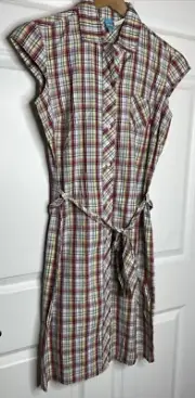 NEW & VINTAGE Paul Frank Woman’s Plaid Checkered Shirt Dress Size MED Multicolor