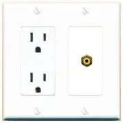 RCA-YELLOW Decorative Wall Plate with Power Outlet 1 Port [White]