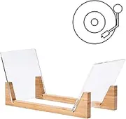 Vinyl Record Storage Holder Stand for Albums – Natural Pine Wood Record Crate with Clear Acrylic Panels – Now Playing Vinyl Display Rack – Record Holder Shelf for Home, Café or Store