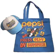 PEPSI Tote bag AND trucker Hat! Press Play on Summer BLUE *BRAND NEW*