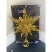 Christmas Shoppe 3D Christmas Tree Topper Gold Star Sequin Glitter Decoration