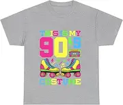 X.Style This is My 90s Costume 1990s Theme Party Nineties Styles Fashion Outfit T-Shirt for Adults Crew Neck Short Sleeve Tee Shirt Grey M