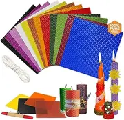 Candle Making Set, 12 Bright Colours Wax Plates for Candles, DIY Kit, 20 x 20 cm, with 3 Metre Cotton Wick, Candle Pouring Set, Candles DIY Set for Adults and Children