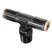 Aeroflow AF124-04-02BLK 1/8" NPT Tee To 2 X 1/4" 120 Series Nylon Black Fitti...