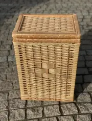 natural handmade organizer wicker laundry hamper rattan basket storage with lid
