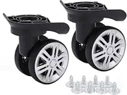 [Beufee] 1 Pair Swivel Suitcase Caster, Mute Double Row Luggage Wheels Replacement Suitcase Replacement Wheels with Screws