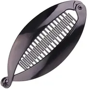 Large Banana Clip Hair Comb, Flexible Banana Clips Hair for Thick Hair Ponytail Holder Interlocking Banana Hair Clips Styling Hair Banana Clips for Women (Black, 14CM)