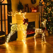 Costway 2PCS Pre-Lit Reindeer Christmas Lights LED Xmas Deer Decoration Outdoor Party Garden Home Decor