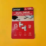 Lexar Dual Drive : USB-C & USB-A Connectors 2 Pack : 128gb : Usb 3.2 Gen1 Gray