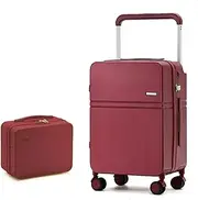 [ELUKHT] Luggage 2 Piece Sets PC+ABS Spinner Suitcase,with Spinner Wheels Hardside Travel Rolling Suitcases W/13in Cosmetic Case (Red 20in)