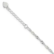Sterling Silver D/C Polished 9In Including A 1In Ext. Anklet