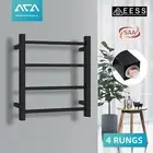 ACA Wall Square Electric Heated Towel Rack Stainless Warmer Rail 4 Bars Black AU