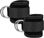 2Pack Ankle Straps Ankle Resistance Bands Wrist Cuffs Padded Straps Adjustable Fitness Glute Kickback D-Ring for Cable Machine Gym Foot Leg Training Brace Support