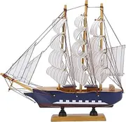 Respicefinem Model Ship Mediterranean Style High Density Pinewood Vibrant Colors Ship Model Ideal for Desktop Decoration and Gift Giving with Clear Structure and Vintage Sense