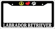 Black License Plate Frame Peace Love Paw Labrador Retriever Auto Accessory 445