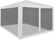 Party Tent with 4 Mesh Sidewalls, White and Black, 4x3 m, Durable Powder-Coated Steel Frame, UV & Water Resistant, Portable Event Shelter
