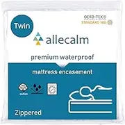 allecalm Premium Twin Size Zippered Mattress Encasement, Water Proof with Cotton Top, Breathable, Noiseless, Vinyl Free