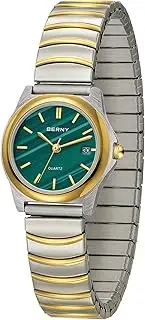 [BERNY] Dainty Watches for Women with Elastic Band Ladies' Analog Quartz Watch Ultra Thin Golden/Silver Two-Tone Stainless Steel Expansion Strap 3ATM Waterproof