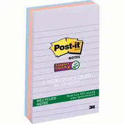 Post-It Lined Super Sticky Notes Bali Recycled 101 x 152mm Bali 3-Pack