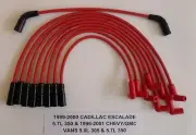 CADILLAC ESCALADE, GM VANS VORTEC 5.0L/305 5.7L/350 1996-01 RED Spark Plug Wires