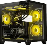 HOENGAGER Panorama Gaming PC Desktop - AMD Ryzen 5 5600GT 3.6GHz, 32GB DDR4 RAM 3200, 1TB PCIe+ 2TB SATA SSD, 240mm AIO, 11AC Wi-Fi, Windows 11 Pro 64-bit Desktop Computer, Black