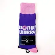 Marc Ecko Crew Socks Mens Womens Donut Worry Donuts Purple Pink Fun Novelty Gift