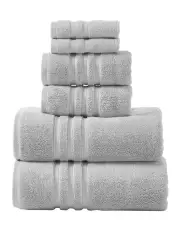 [Logan and Mason] Super Duet Towel Pack 6 Piece in Silver
