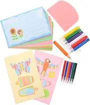 Set of Scratch Painting Papers Creative Coloring Bookmarks for Boys with Stickers for Kids' Activities