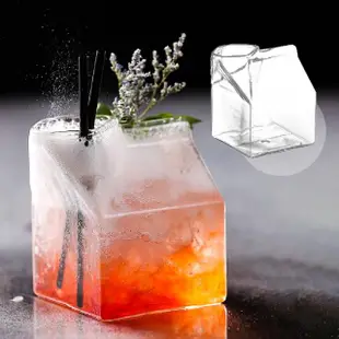 【創意水杯】ins風牛奶盒造型透明玻璃杯(可微波 馬克杯 調酒 咖啡杯 飲料 拍攝道具 擺件擺飾 交換禮物)