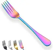 Rainbow Dinner Forks Set of 12, Berglander Stainless Steel Titanium Mutil-Color Plating Fork Set, Colorful Forks And Spoons Silverware, Table Forks Set Sturdy And Dishwasher Safe