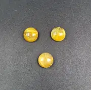 3 Pcs Natural Golden Rutile Round Shape Cabochon Loose Gemstone Use For Jewelry