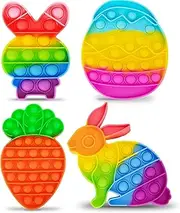 ArtCreativity Easter Pop Its - 4 Pack of Easter Popper Toys - Easter Fidget Sensory Toys for Toddlers - Kids Basket Stuffers with Colorful Egg, Carrot, and 2 Bunny Rabbits - Cute Easter Gifts
