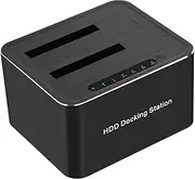 External Dual Drive Bay | Docking Station Dual Bay USB 3.0 to SATA I/II/III - Dual Hard Drive Bay for 2.5/3.5-inch HDD/SSD Support Offline Clone Duplicator Function Pisole