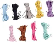 AKOOSY 9Pcs Colorful Flat Elastic Bands for DIY Crafts Versatile and Stretchy Handmade Supplies for Sewing Hair Accessories and Creative Projects Random Color