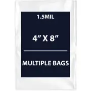 1.5Mil 4" X 8" | LDPE Clear Flat Poly Bags, Flexible & Durable | Multiple Bags