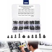 500Pcs 10SizesScrew Kit Repair Tool Assortment Set Cross Countersunk Laptop Repair Screw Combination Set M2 M2.5 M3 Black Laptop Computer Screws Assortment Kit for Electronic Repair