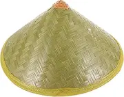 [Healeved] Bamboo Sun Hat for Women Conical Fishing Outdoor Hat with Sunshade Protection Traditional Style Durable Comfortable for Camping and Travel Olive Green