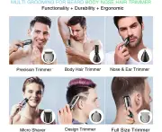 Beard Trimmer, Cordless Hair Clippers Hair Trimmer for Men, Waterproof Body Mustache Nose Ear Facial Cutting Groomer