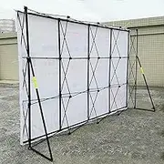Pop Exhibitor Exhibition Stand for Exhibition with Fixing Strips + Rear Support Bars, Tensioned Fabric Support for Exhibitions, Weddings, Conferences, Parties and Events (3.05x6.0