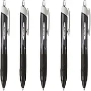 uni-ball Jetstream RT Retractable Roller Ball Pens Rubber Grip 1.0mm Black Ink Value Set of 5
