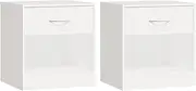 vidaXL White Nightstands with Drawers - Set of 2 - Engineered Wood and MDF - Stylish Design - Bedside Cabinets or Telephone Stands - Easy Assembly