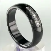 Black Plated TITANIUM RING with Five Round CZ STONES' Accent, size 13