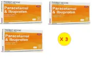 Pharmacy Action Paracetamol & Ibuprofen 12 Tab X 3 Boxes FREE SHIP Great FeedBK