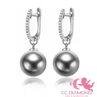 在飛比找momo購物網優惠-【CC Diamond】天然南洋黑珍珠-18K鑽石耳環(9.