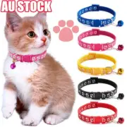 Cute Paw Print Adjustable Kitten Collar Bell Tie Cat Pet Puppy Colourful AF